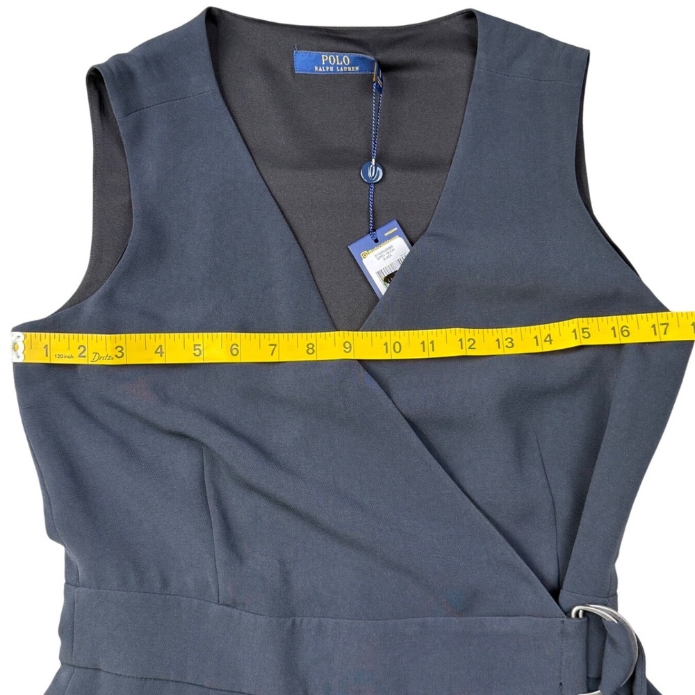Polo Ralph Lauren Wrap Dress Slate Blue Gray Sleeveless‎ Belted 6 NWT - Picture 7 of 9